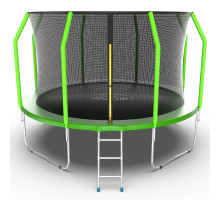 Батут с внутренней сеткой и лестницей EVO JUMP Cosmo 12FT (Green), диаметр 12FT (зеленый)